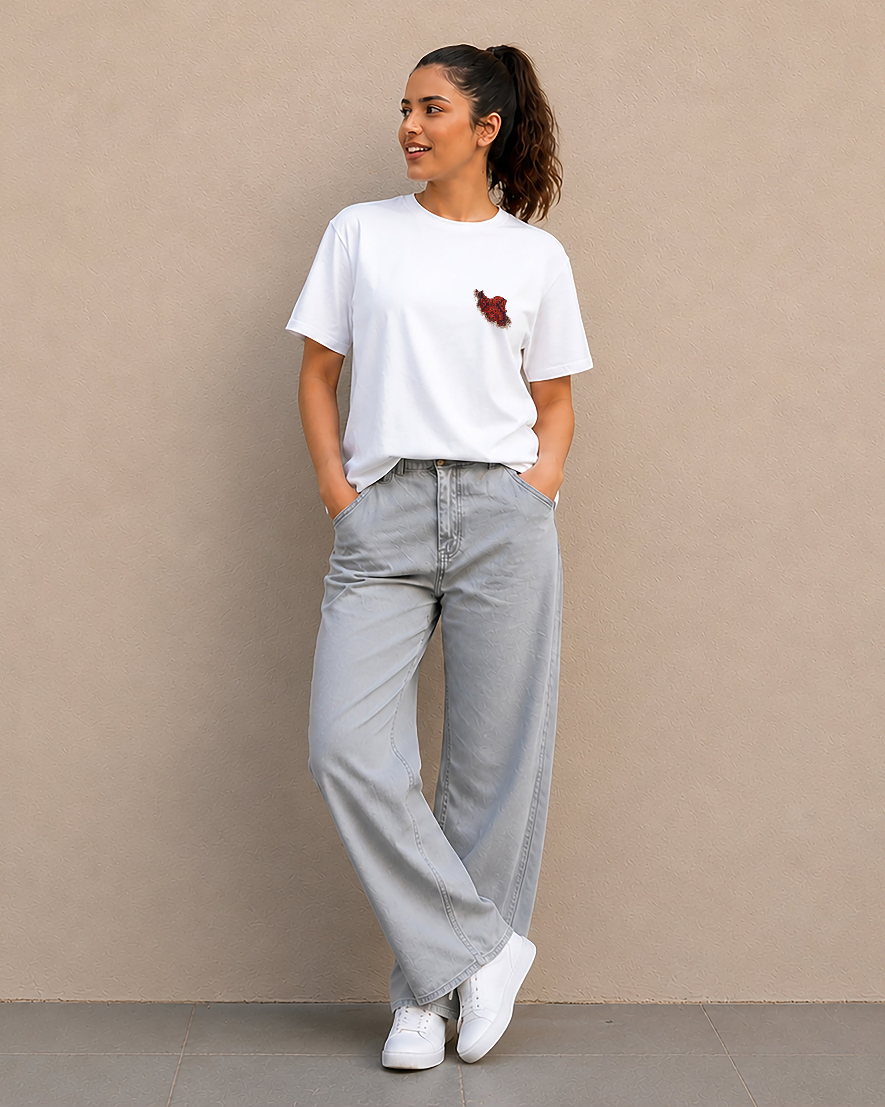 Mini Chest Printed Iran Map T-Shirt